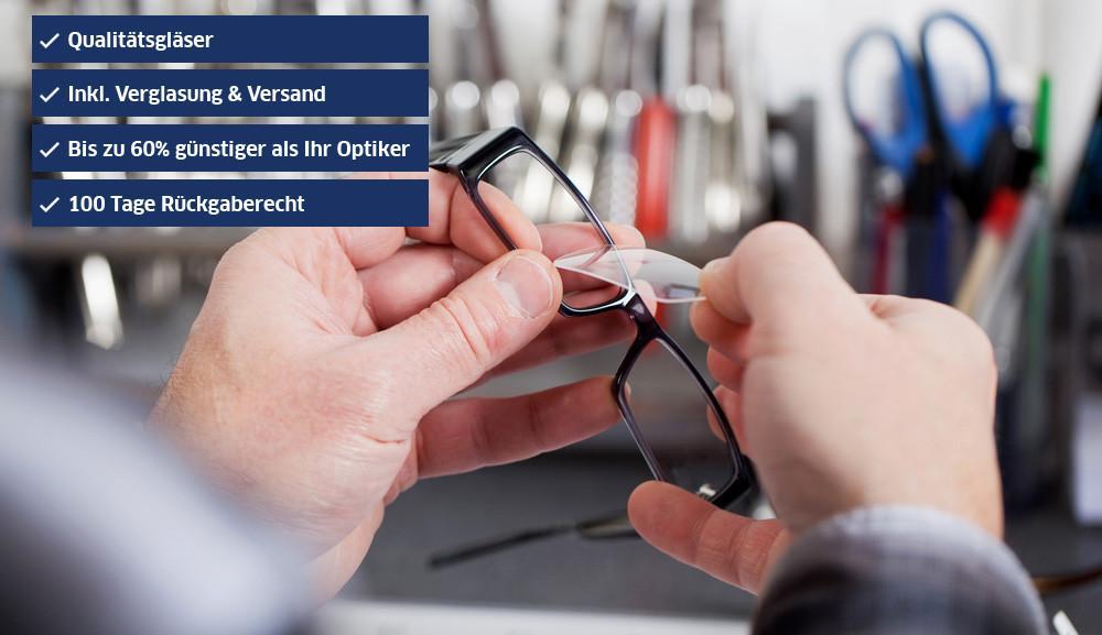Optiker verglast eine Brille neu