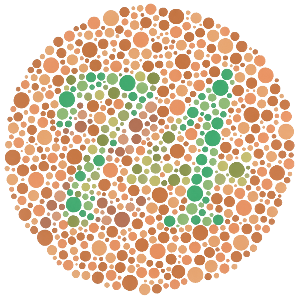 Bildtafel aus dem Ishihara test bei rot grün schwäche